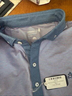 johnnie-O Striped Performance Polo in Blue and Pink
